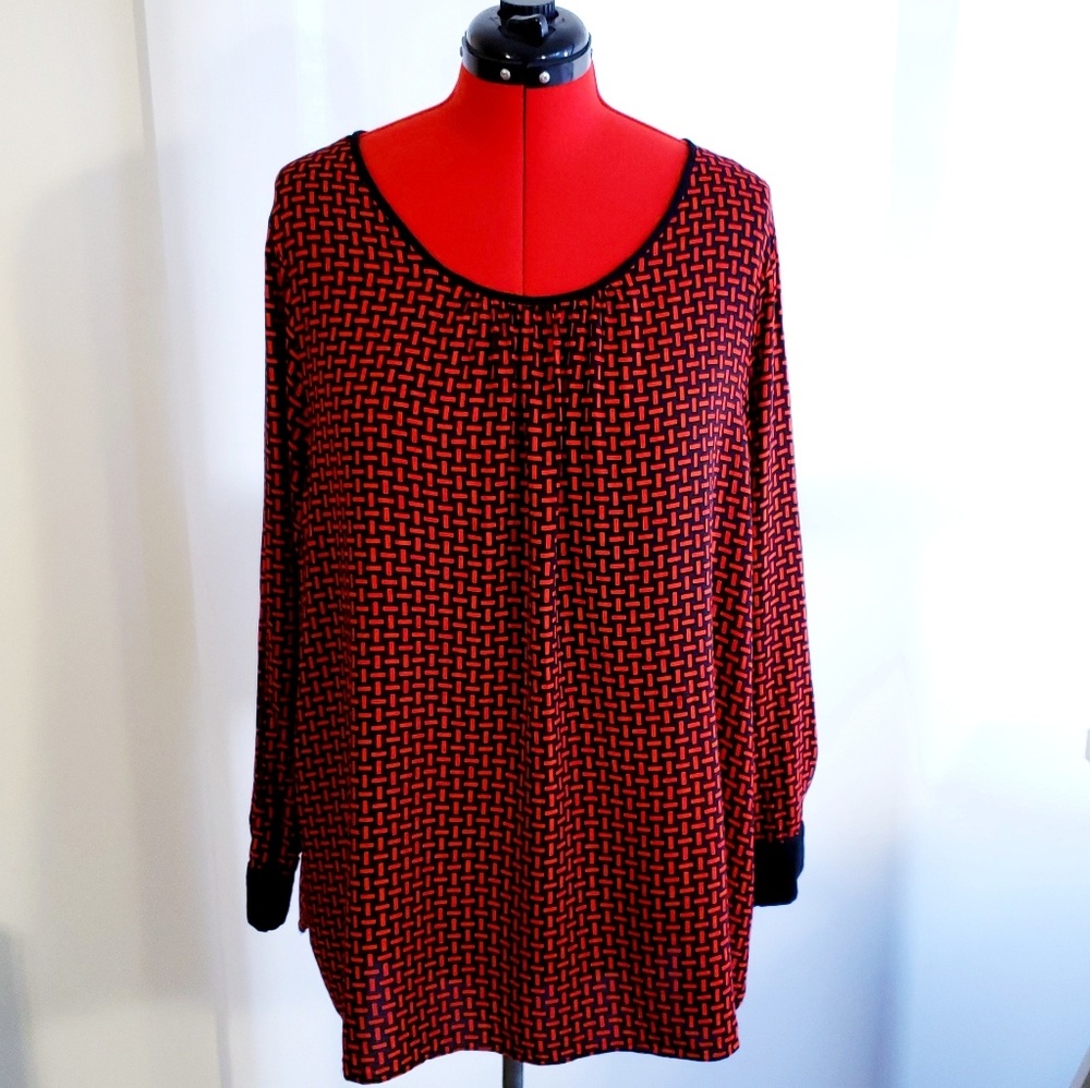 NWOT Old Navy Geo Print Plus Size Blouse - Red XXL
